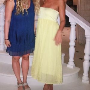 Yellow cotton/satin dress/maxi skirt